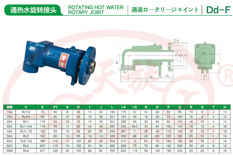 Dd-F型旋轉接頭技術參數